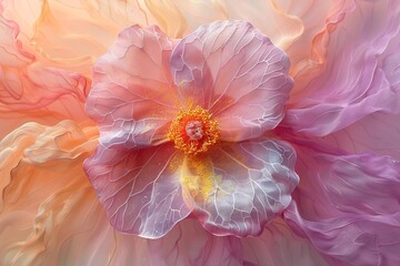 pastel colored Holi powder cloud shaped like a flower over light canvas,