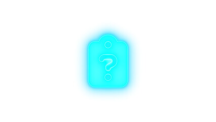 Clipboard question icon cyan color glowing neon on transparent background