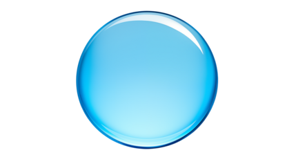 A single light blue sphere with a glossy surface isolated against a black backgroundisolated on transparent background