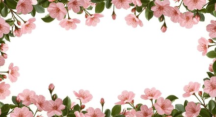 Obraz premium pink rose border, pink flowers border, spring season concept, ai generated