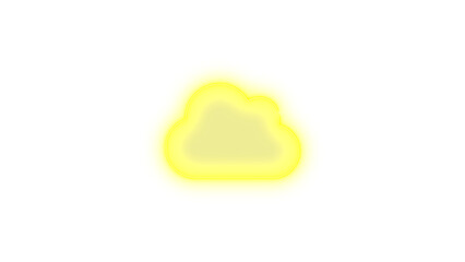 Cloud icon yellow color glowing neon on black background