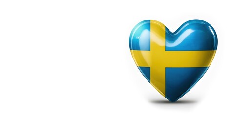 Obraz premium Heart-shaped swedish flag emblem on white background