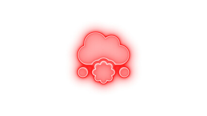 Cloud meatball icon red color glowing neon on transparent background