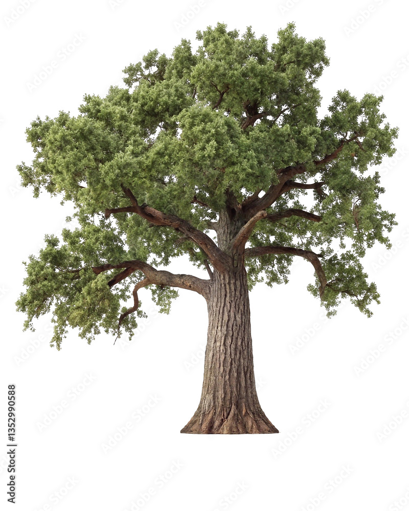 Poster a leafy tree with a trunk, many branches and leaves.