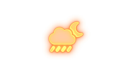 Cloud moon rain icon brown color glowing neon on transparent background
