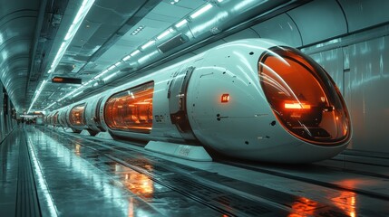 Fototapeta premium Futuristic Hyperloop Train Station: A Glimpse into Tomorrow's Transportation