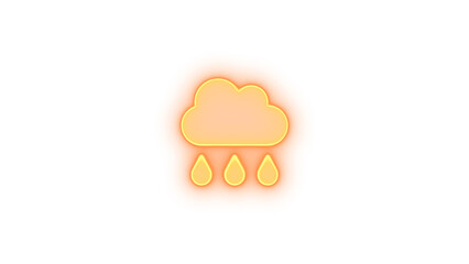 Cloud rain icon brown color glowing neon on transparent background