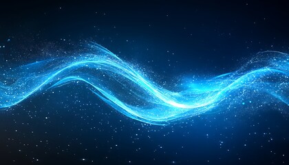 An abstract blue ethereal flowing ribbon across dark gradient background