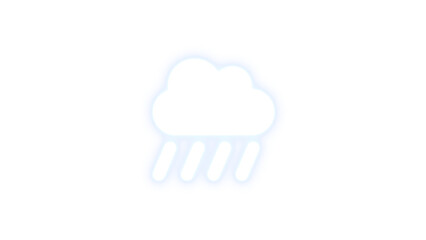 Cloud showers heavy icon white color glowing neon on transparent background