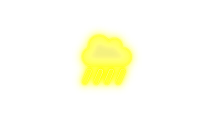 Cloud showers heavy icon yellow color glowing neon on transparent background