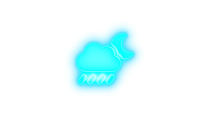 Obraz premium Cloud moon rain icon cyan color glowing neon on transparent background