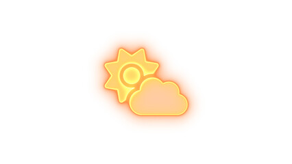 Cloud sun icon brown color glowing neon on transparent background