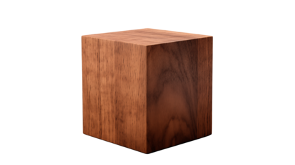 A single wooden block with visible grain and texture isolated against a black backgroundisolated on transparent background
