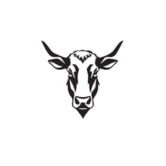 Cow head silhouette on white background. Cow silhouette logo design. Vector illustration.