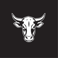 Cow head silhouette on white background. Cow silhouette logo design. Vector illustration.