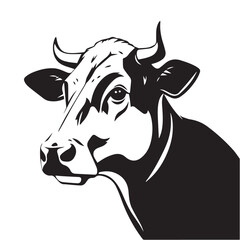 Cow head silhouette on white background. Cow silhouette logo design. Vector illustration.