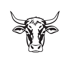 Cow head silhouette on white background. Cow silhouette logo design. Vector illustration.