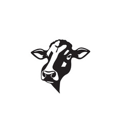Cow head silhouette on white background. Cow silhouette logo design. Vector illustration.