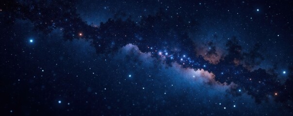 Fototapeta premium Dark cosmic background with twinkling stars against a velvety black sky, universe, celestial