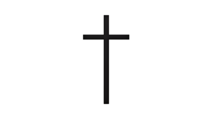 A simple dark cross figure standing in the center of a black background with dim lightingisolated on transparent background