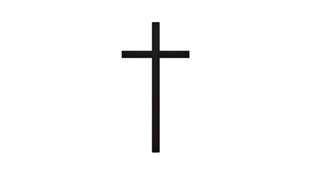 A simple dark cross figure standing in the center of a black background with dim lightingisolated on transparent background
