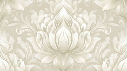 Seamless Damask Floral Pattern with Luxury Beige Background.