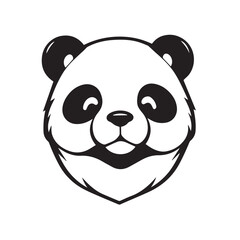 Panda head silhouette on white background. Panda logo design. Panda bear head vector illustration.