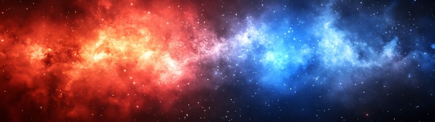 Obraz premium A panoramic view of colorful nebulae and stars in the cosmos