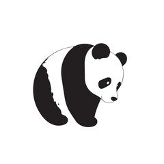 Panda silhouette on white background. Panda logo design. Panda bear vector illustration.