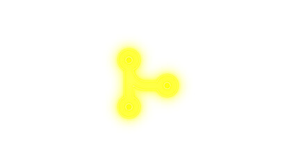 Code merge icon yellow color glowing neon on transparent background