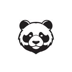 Panda head silhouette on white background. Panda logo design. Panda bear head vector illustration.