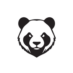 Panda head silhouette on white background. Panda logo design. Panda bear head vector illustration.