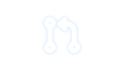 Code pull request icon white color glowing neon on transparent background