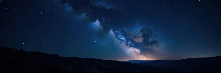 Dark night sky with twinkling stars on black canvas, celestial, stellar
