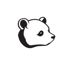 Panda head silhouette on white background. Panda logo design. Panda bear head vector illustration.