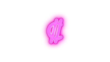 Colon sign icon pink color glowing neon on transparent background