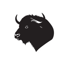 Buffalo head silhouette on white background. Buffalo vector logo. Buffalo silhouette.