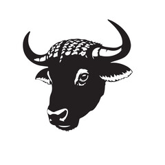 Buffalo head silhouette on white background. Buffalo vector logo. Buffalo silhouette.