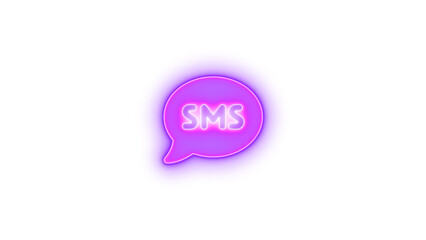 Comment sms icon purple color glowing neon on transparent background