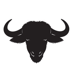Buffalo head silhouette on white background. Buffalo vector logo. Buffalo silhouette.