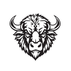 Obraz premium Buffalo head silhouette on white background. Buffalo vector logo. Buffalo silhouette.