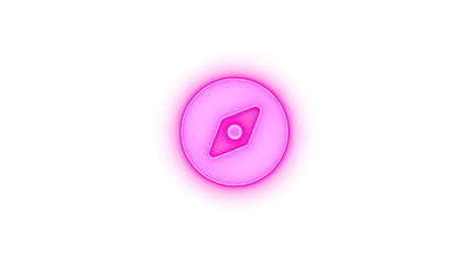 Compass icon pink color glowing neon on black background