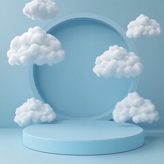 Soft white clouds surrounding round heavenly sky ring picture