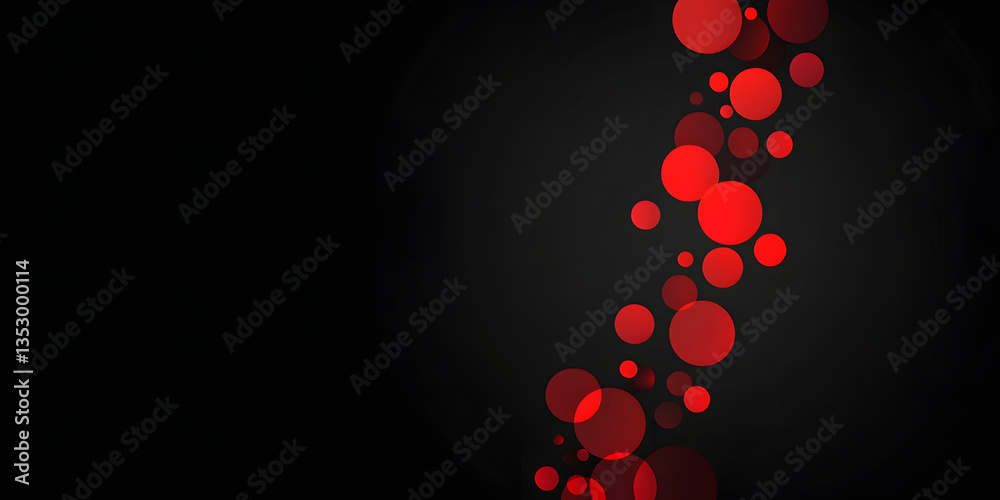 Wall mural abstract background of many red circles on a black background. circles of different sizes and halfto