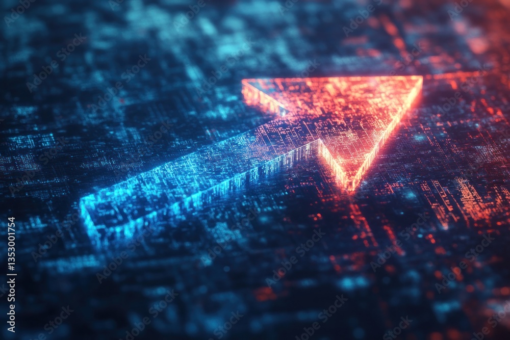 Poster digital arrow symbolizing progress in a tech landscape