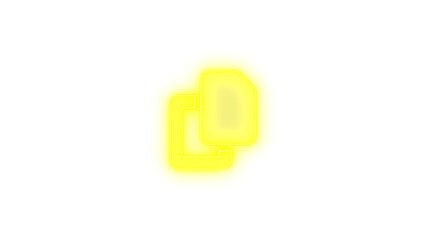 Copy icon yellow color glowing neon on black background