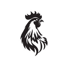 Chicken silhouette on white background. Chicken icon logo design. Vector illustration.