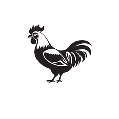 Chicken silhouette on white background. Chicken icon logo design. Vector illustration.