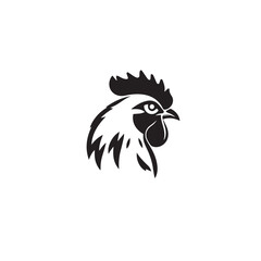 Chicken silhouette on white background. Chicken icon logo design. Vector illustration.