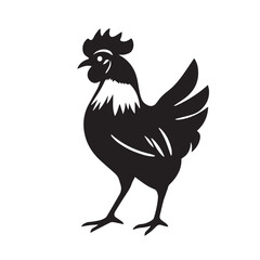 Chicken silhouette on white background. Chicken icon logo design. Vector illustration.